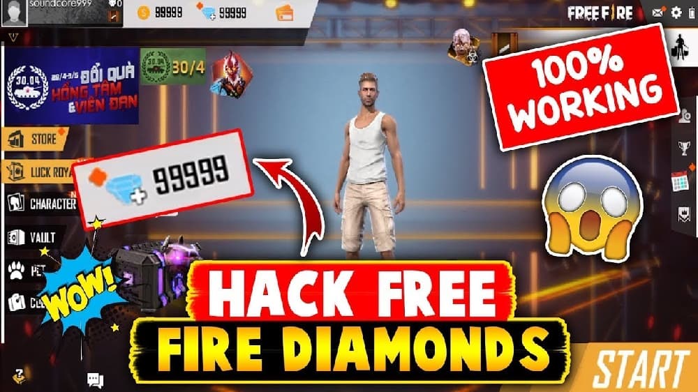 Free fire diamond hack 99,999